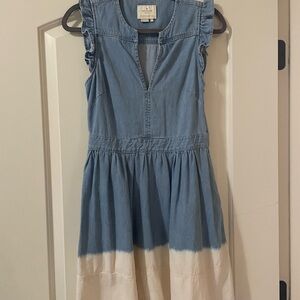 Kate Spade denim tie-dyed dress size 0. Ruffle sleeves w/ pockets.